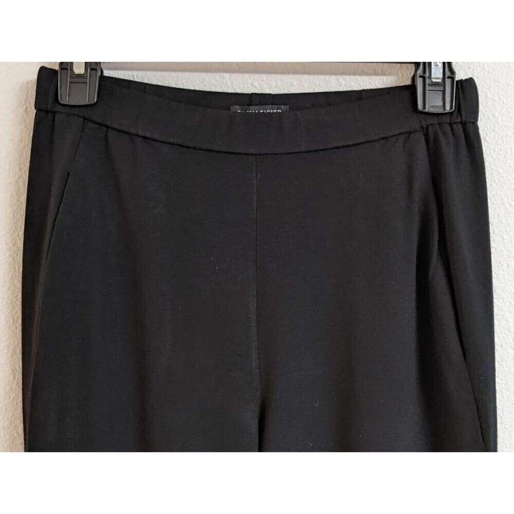 Women's EILEEN FISHER Black Stretch Knit Pull-On Cropped Pants XXS - Picture 2 of 8